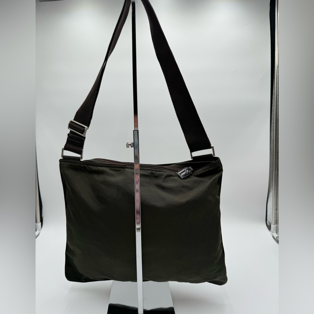 Prada - Authentic - Olive Green Canvas Tote Bag / Messenger Bag - Picture 4 of 16